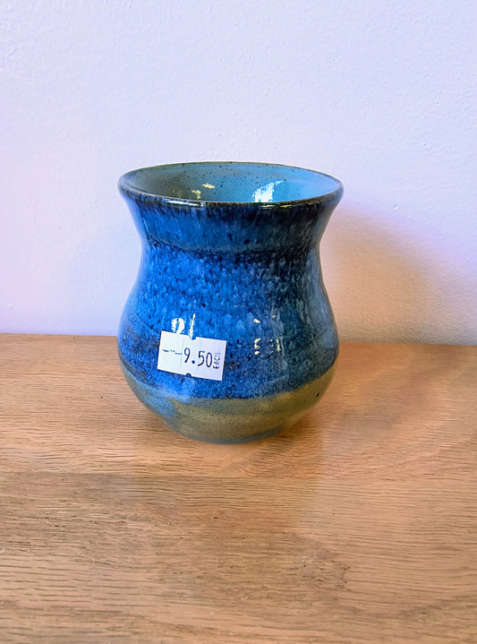 Small blue post vase